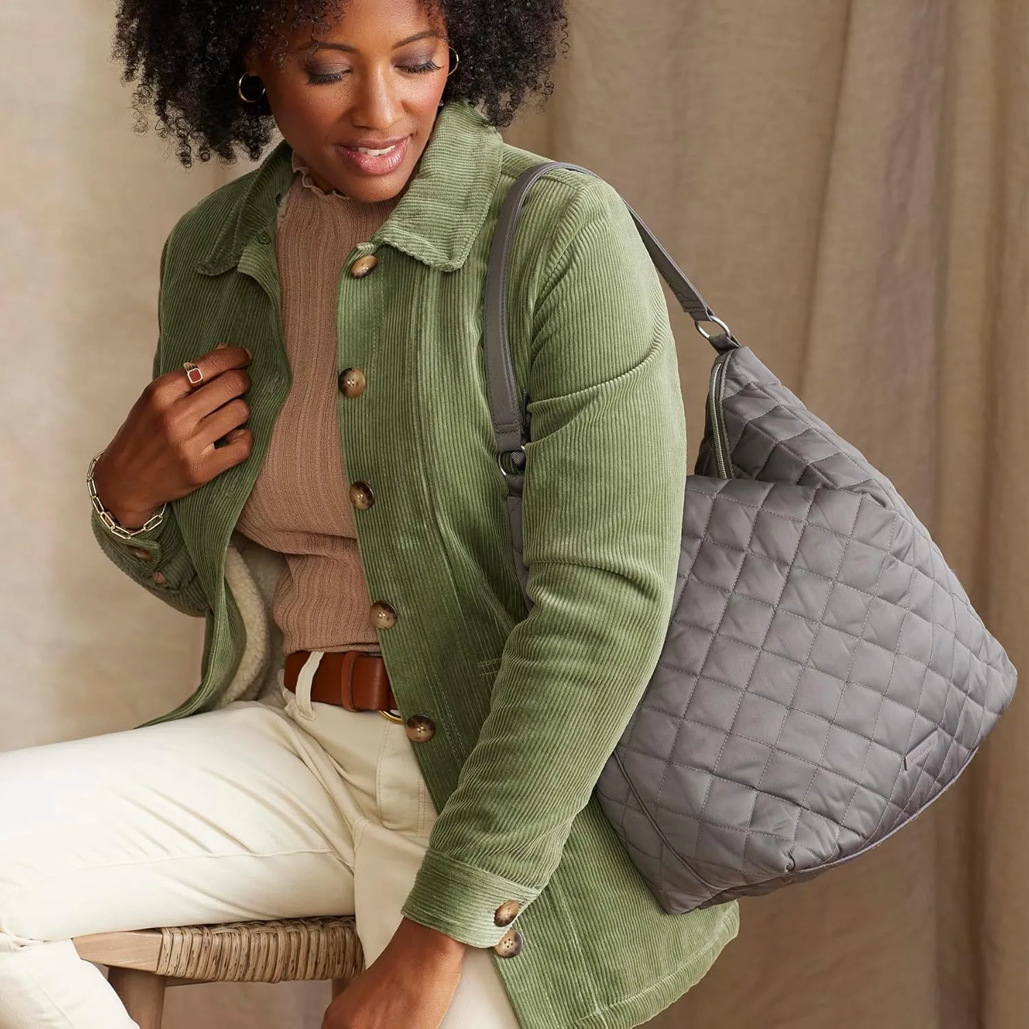 Vera Bradley Women's Performance Twill Oversized Hobo Shoulder Bag