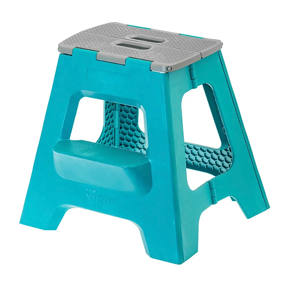 Vigar Compact 2 Step Turquoise Foldable 40cm Stool