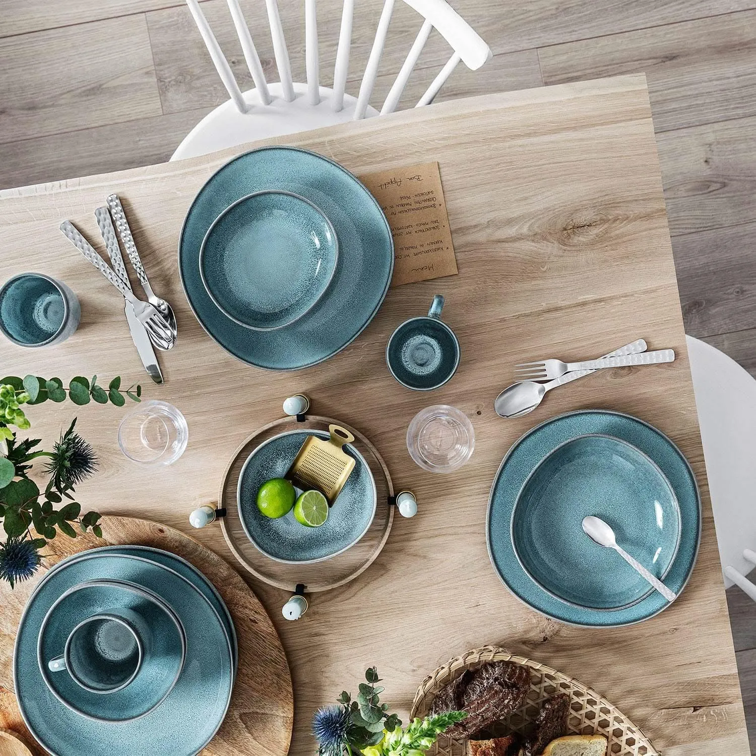Villeroy & Boch - Lave Glace Flat Bowl, Beautiful Stoneware Bowl for Side Dishes and Larger Dishes, Turquoise, 11 x 10.5 x 1.75 in, Dishwasher Safe