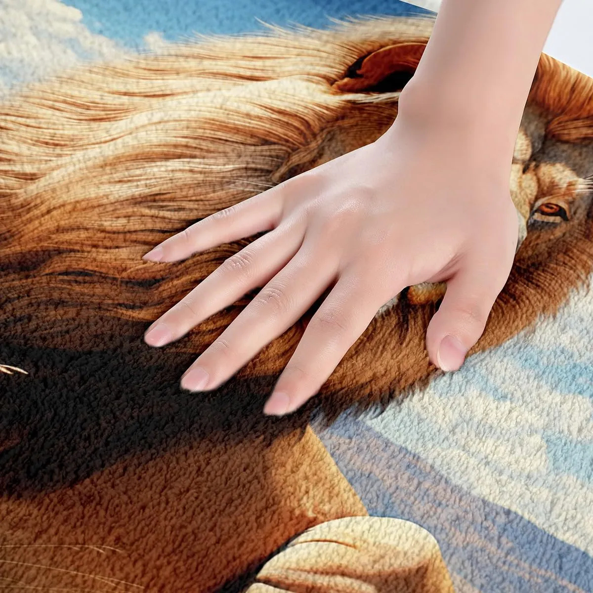 Vivid Lion Bathroom Rug,Prairie Scenery Blue Sky Non Slip Bath Mat Kids Teens Boys Men Home Decor,Fierce Wildlife Bath Indoor Doornat,Tropical African Animal Shaggy Absorbent Floor Mat,16"x24"