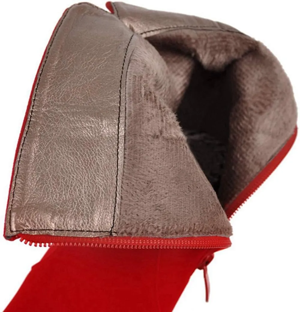 VOKLIN Women's Pointed Toe Wedge Dress Ankle Boots Metallic Suede Zipper Chunky Hidden Heels Short Booties