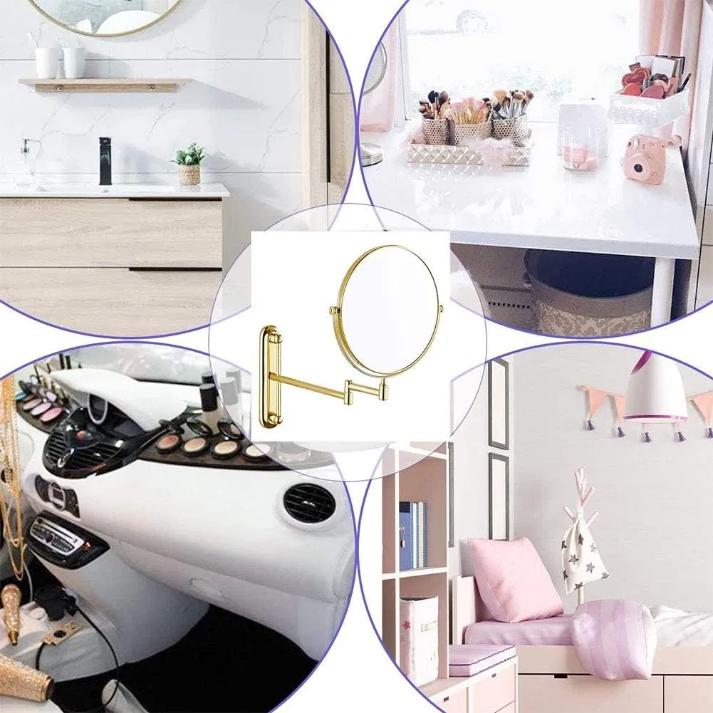 Wall Mounted Makeup Mirror, Magnifying Wall Bathroom Mirror with 3/5/7/10X Magnification, 360 Degree Swivel Rotation with Distortion Free View, for Girls(8in,3X)