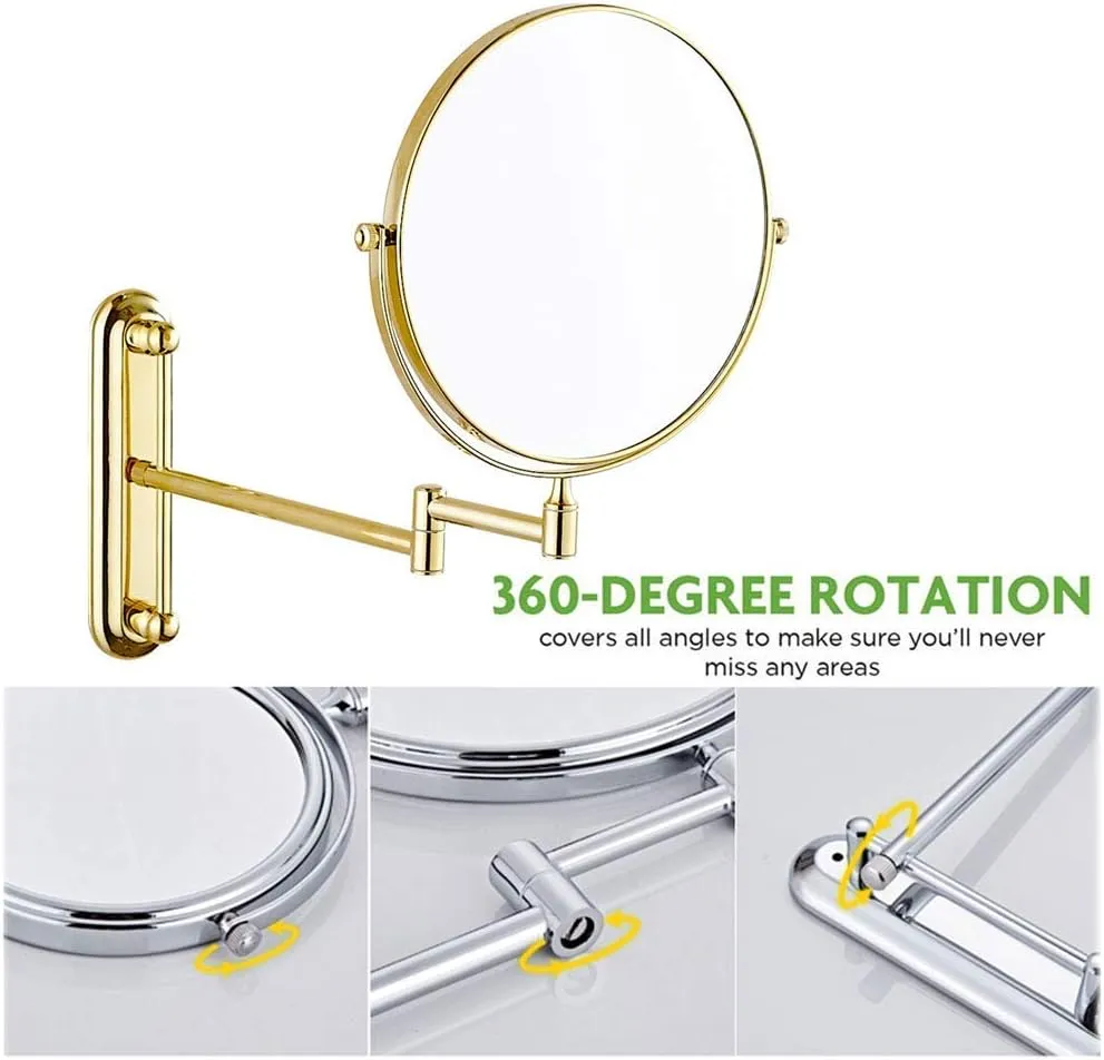 Wall Mounted Makeup Mirror, Magnifying Wall Bathroom Mirror with 3/5/7/10X Magnification, 360 Degree Swivel Rotation with Distortion Free View, for Girls(8in,3X)