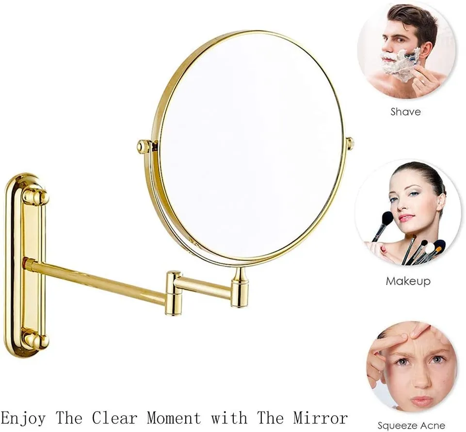 Wall Mounted Makeup Mirror, Magnifying Wall Bathroom Mirror with 3/5/7/10X Magnification, 360 Degree Swivel Rotation with Distortion Free View, for Girls(8in,3X)