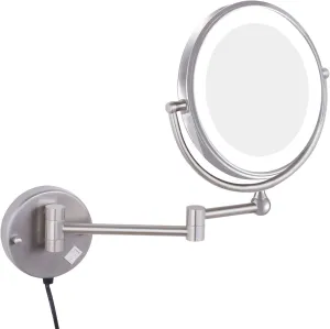 Wall Mounted Makeup Mirror with Magnification, 360 Degree Swivel, Two-Sided Extendable, No Need to Punch Holes to Install (Color : Nickel, Size : 7X)