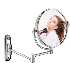 Wall Mounted Makeup Mirror with Magnification,8 Inch Double Sided Vanity Magnifying Vanity Mirror,Two-Sided Extendable,360 Degree Swivel,No Light,for