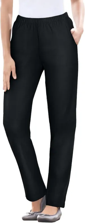 Woman Within Plus Size Straight Leg Elastic Waist Stretch Fineline Denim Jean (Petite & Tall Available)