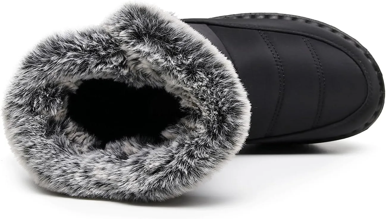 Women Men Lightweight Snow Boots Winter Anti-Slip Ankle Booties Waterproof Slip On Warm Fur Lined Sneaker