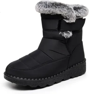 Women Men Lightweight Snow Boots Winter Anti-Slip Ankle Booties Waterproof Slip On Warm Fur Lined Sneaker