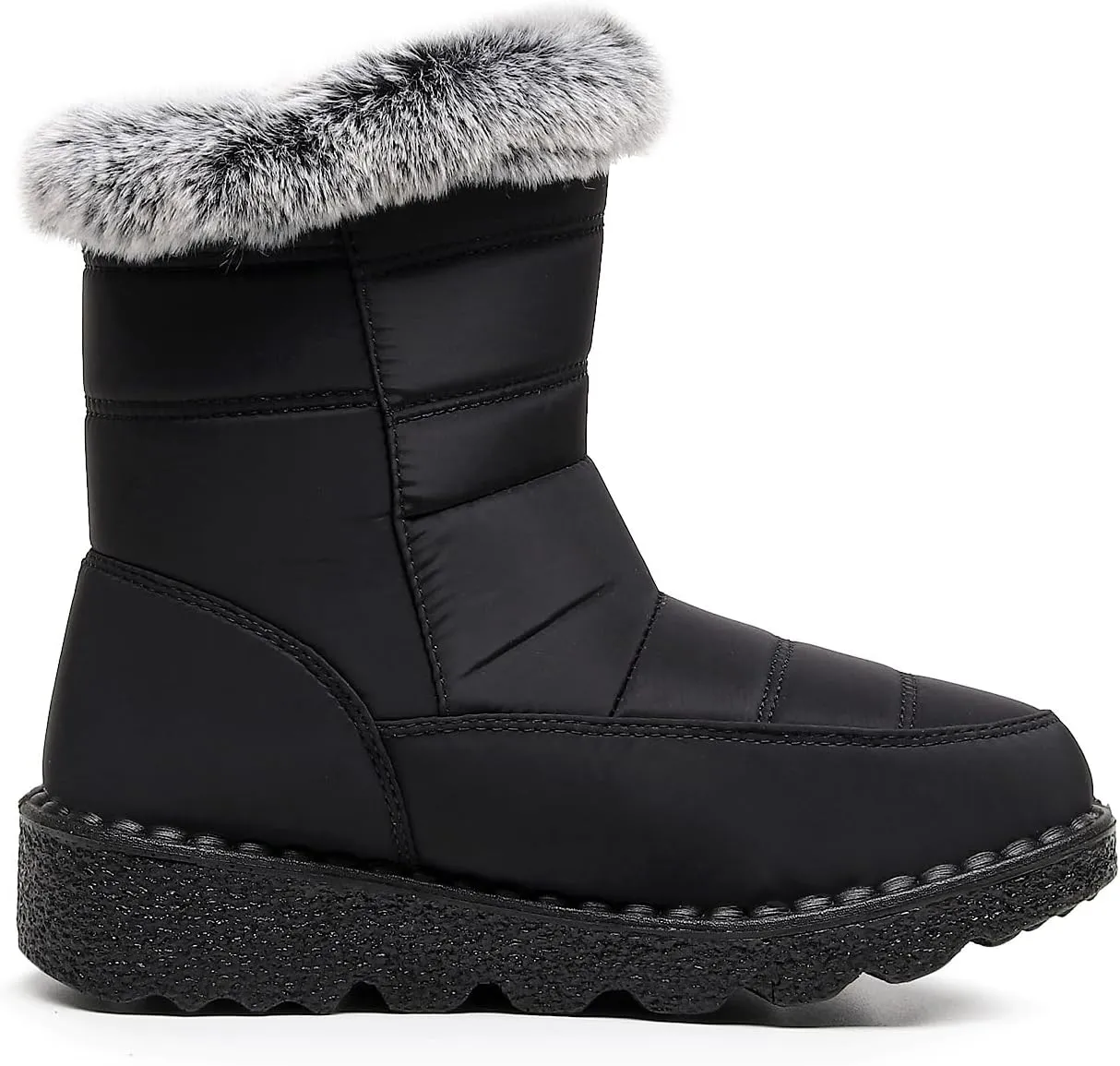 Women Men Lightweight Snow Boots Winter Anti-Slip Ankle Booties Waterproof Slip On Warm Fur Lined Sneaker