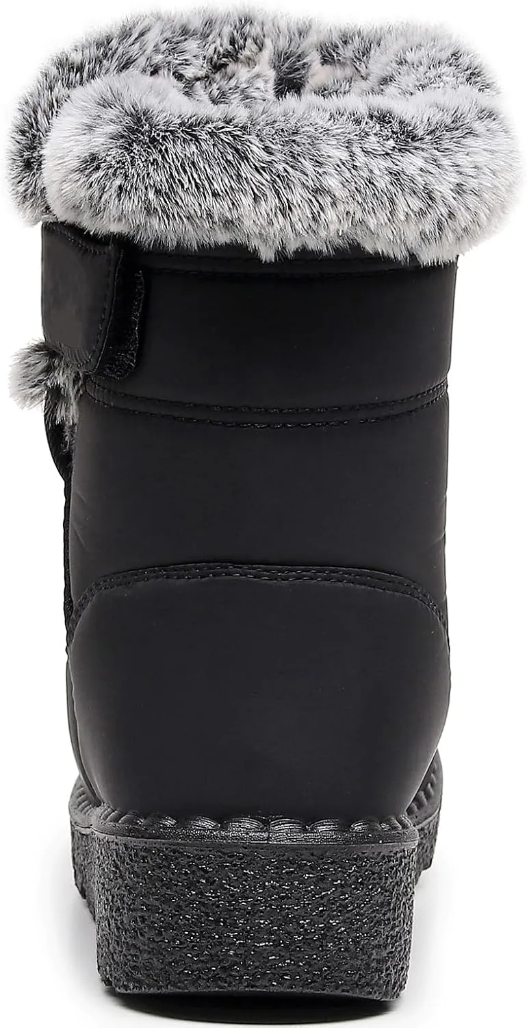 Women Men Lightweight Snow Boots Winter Anti-Slip Ankle Booties Waterproof Slip On Warm Fur Lined Sneaker