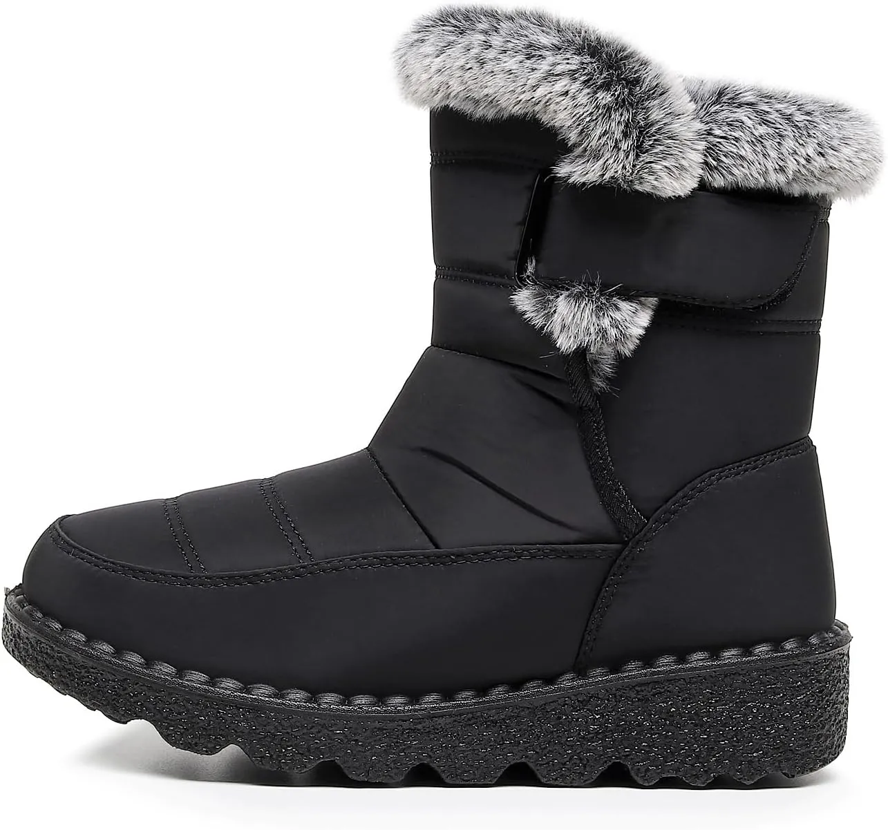 Women Men Lightweight Snow Boots Winter Anti-Slip Ankle Booties Waterproof Slip On Warm Fur Lined Sneaker