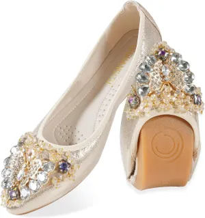 Women's Ballet Flats Rhinestones Wedding Ballerina Shoes Foldable Sparkly Comfort Slip on Flat Shoes