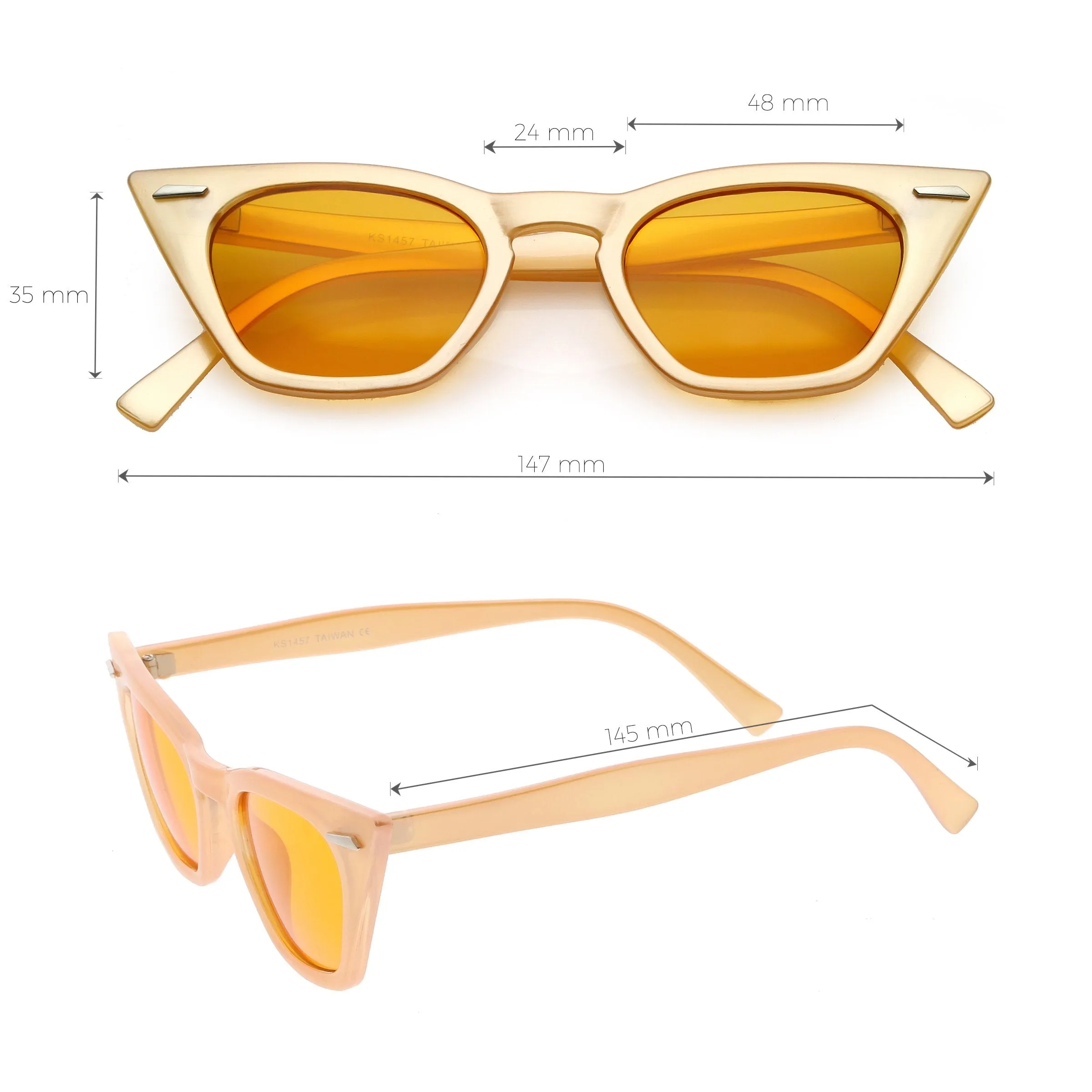 Women's Color Tone 90's Small Cat Eye Sunglasses C563