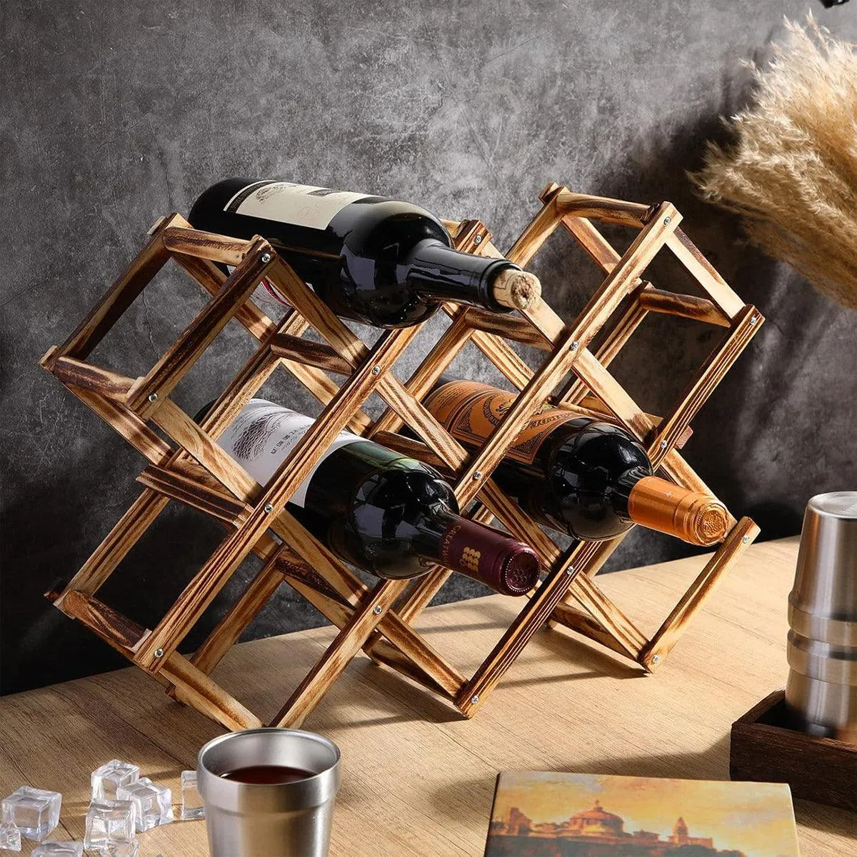 Wooden Wine Rack Display Shelf Stand for Home Bar Storage Wine Bottle Holder