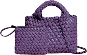 Woven Tote Bag for Women with Coin Purse, Foldable Chain Small Crossbody Handbags, Fashion Shoulder Bag, Hobo Satchel