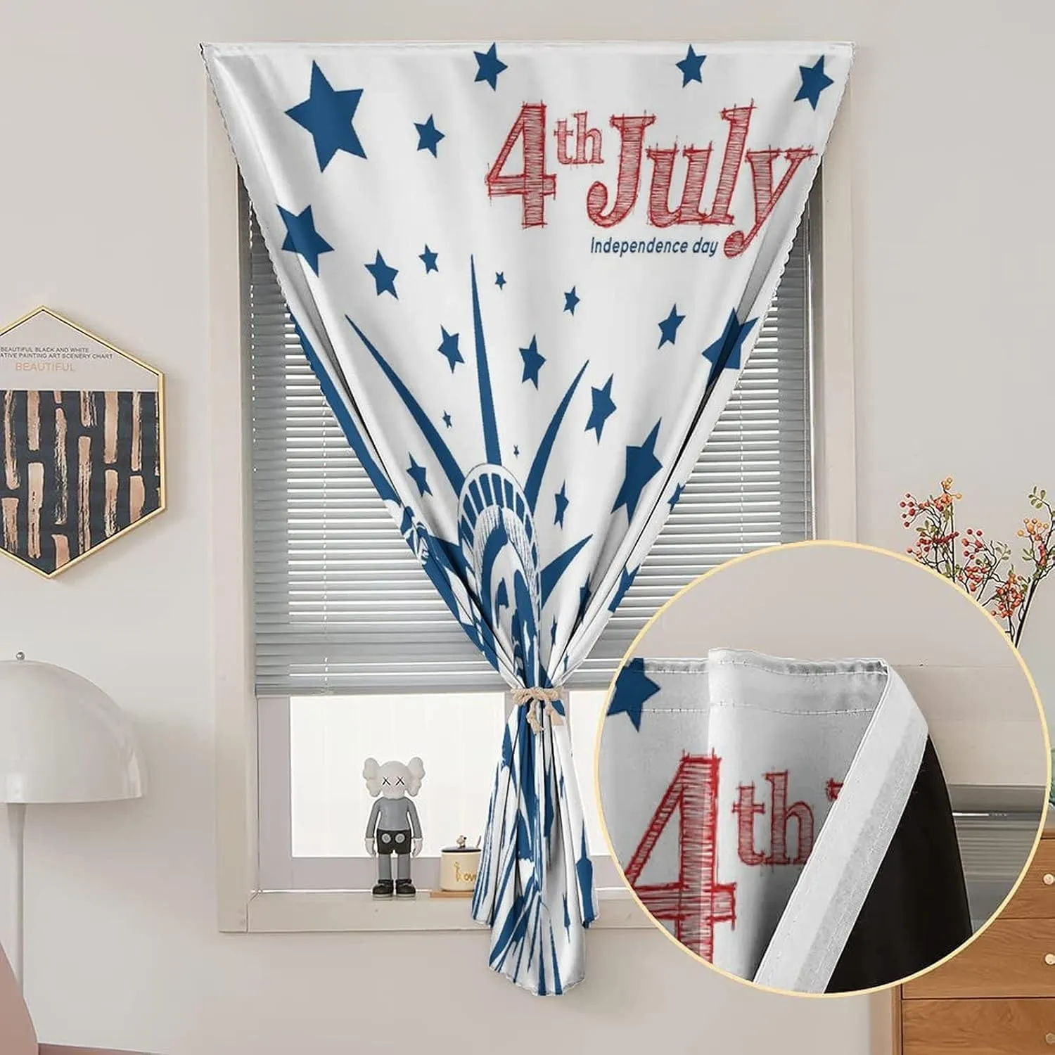 XISUNYA Autohesion Curtains, 4th of July Decor Window Curtain Panel, Murky Old American Flag with Stars Art Print Bedroom Blackout Curtains,26W x40L Inch, for Bathroom Living Room Bedroom