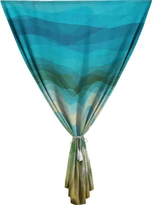 XISUNYA Travel Windows Blackout Curtain, Abstract Curtain Shades, Modern Waves Starfish Sandy Beach Aquatic Print Adjustable Temporary Blackout Shades,26W x40L Inch, for Bathroom Living Room Bedroom
