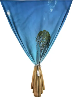 XISUNYA Travel Windows Blackout Curtain, Tree Curtain Shades, Desert Summer Solitude Print Adjustable Temporary Blackout Shades,59W x84L Inches, for Bathroom Living Room Bedroom