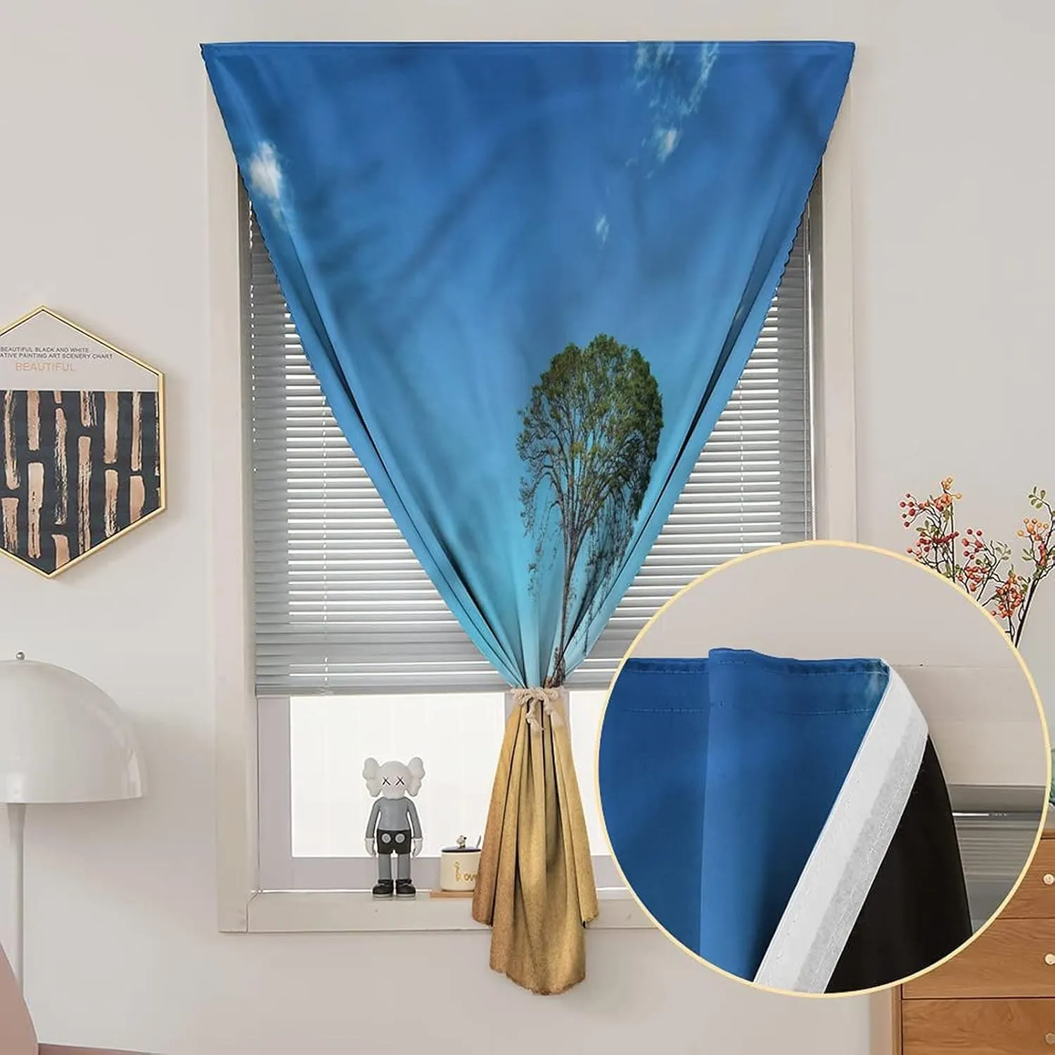XISUNYA Travel Windows Blackout Curtain, Tree Curtain Shades, Desert Summer Solitude Print Adjustable Temporary Blackout Shades,59W x84L Inches, for Bathroom Living Room Bedroom