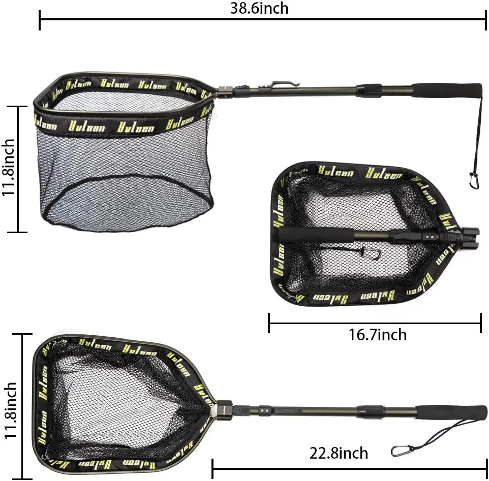 YVLEEN Floating Fishing Net - Folding Fishing Landing Net with Rubber Coating Mesh for Easy Fish Catch and Release, Fishing Net for Freshwater and Saltwater