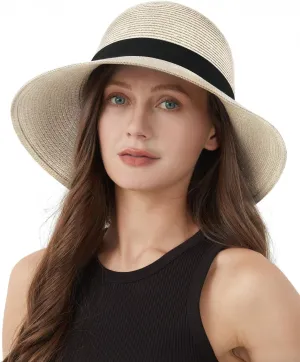Zylioo 2XL/XL/L/M/S Womens Straw Hat,Wide Brim Sun Protection Beach Hats,UPF 50  Floppy Summer Hat for Small Heads